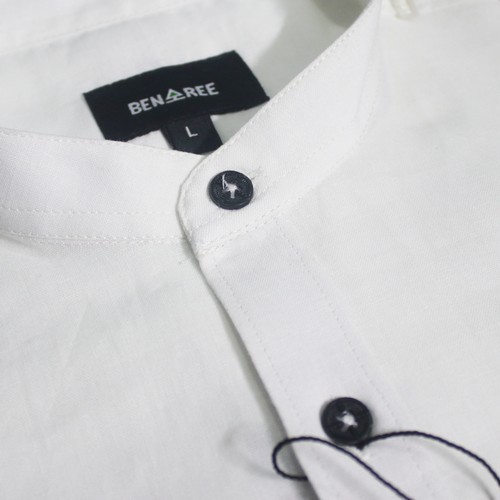 ban collar white shirt