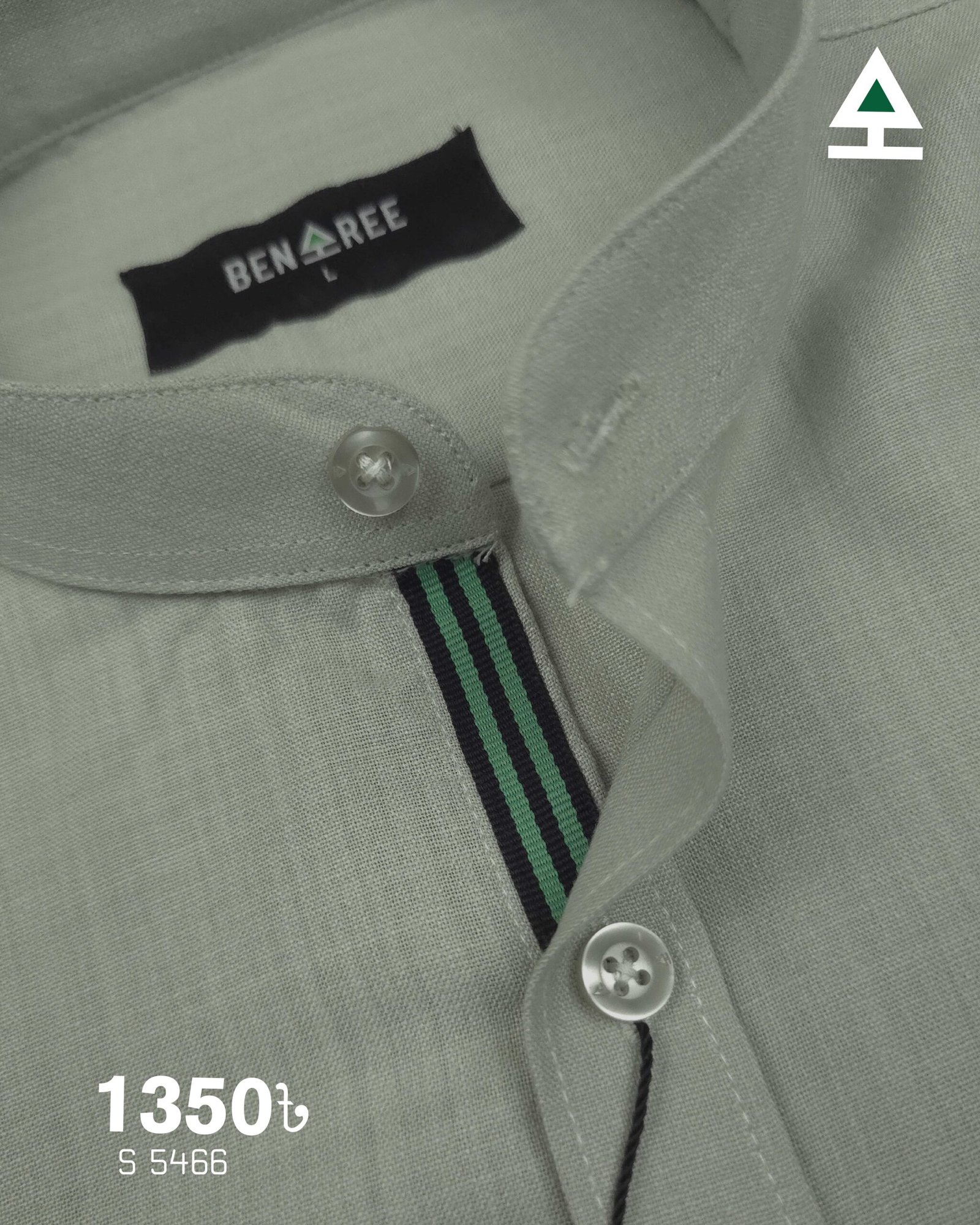 light seafoam green Ban Collar Shirt  - 23S 5466