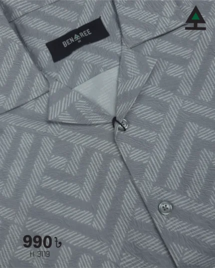 Cuban Collar Half Sleeve Shirt- 23H 3119