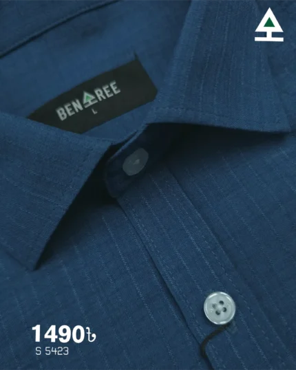 Textured Stripe Cotton Casual Shirt - 23S 5423