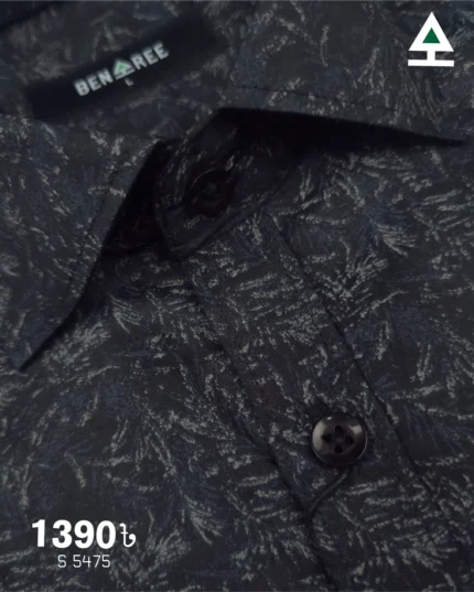 Men’s Printed Black Casual Shirt  - 23S 5475