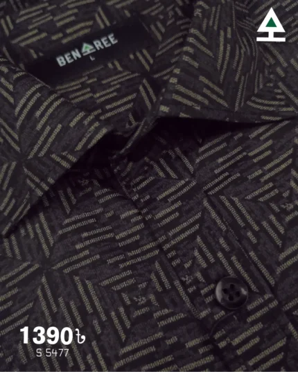 Men’s Printed Black Tan Print Casual Shirt  - 23S 5477