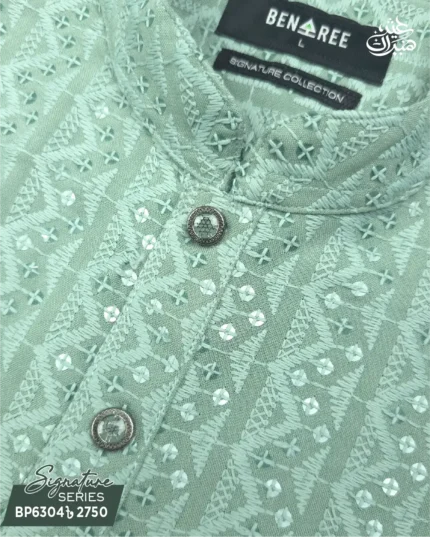 Mint Green Sequin Panjabi - P 6304